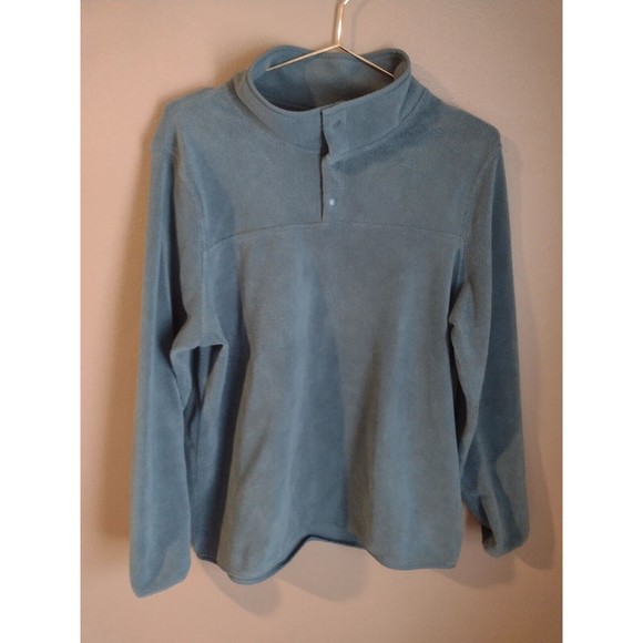 32 Degrees Heat L Large Ladies' Button Snap Fleece Pullover Blue Woman's - Picture 1 of 6